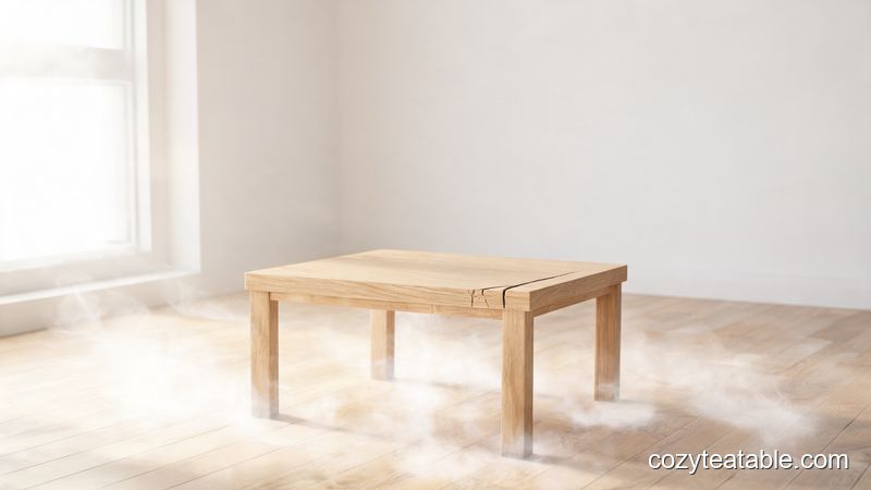 地暖房间中实木小茶几因环境干燥而出现细微裂纹