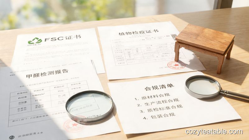 小茶几跨境出口所需的FSC证书、甲醛检测报告和植物检疫文件清单